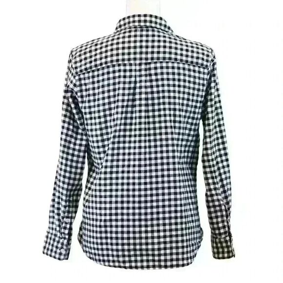 Banana Republic Black Gingham Button Up Long Sleeve Shirt Size Medium Petite - Picture 5 of 8